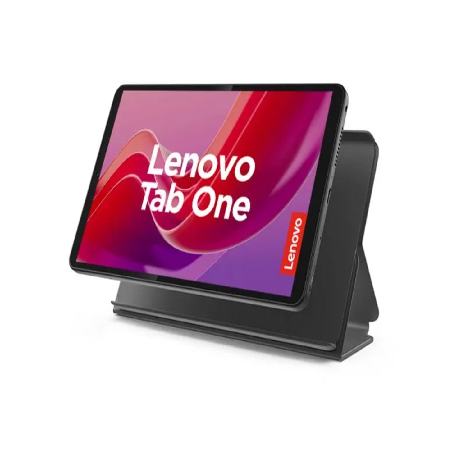 Tablet Lenovo Tab One vista frontal con soporte ajustable